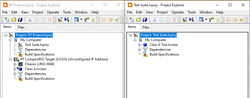 Tests located in test suite lvproj